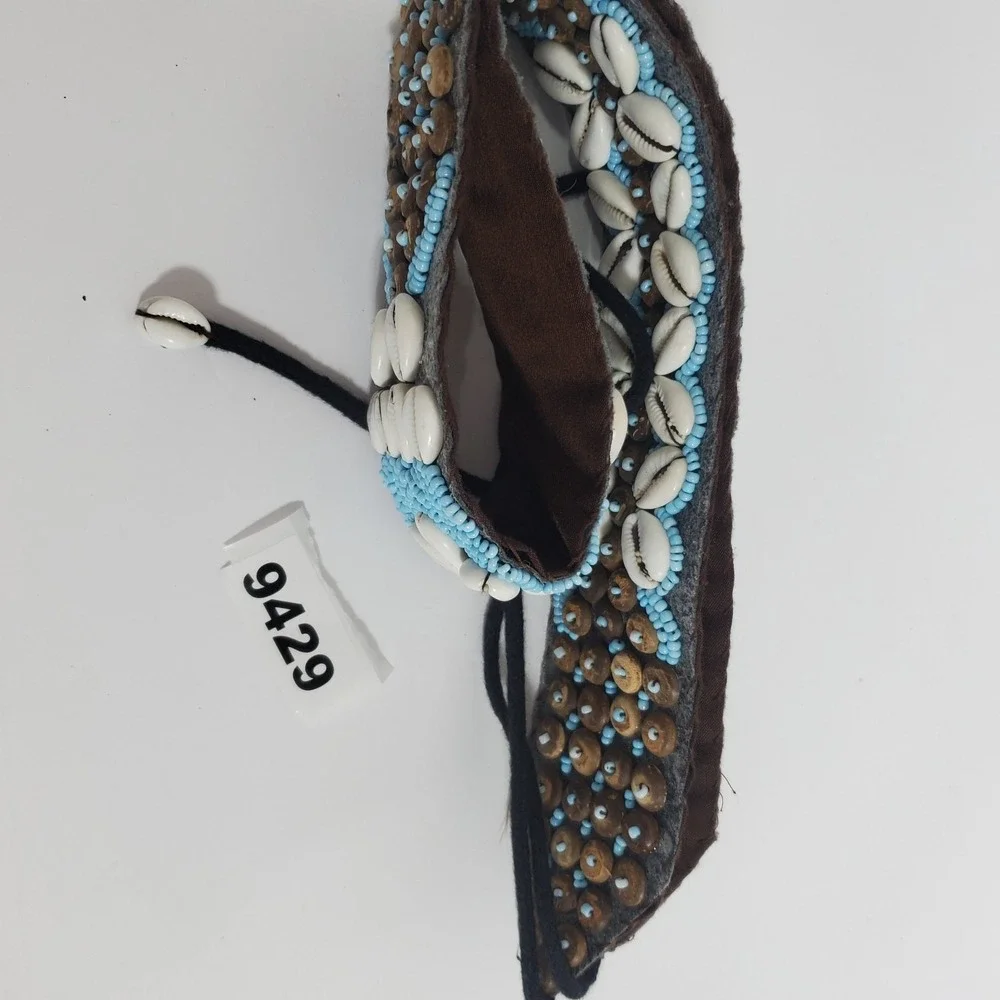 Vintage African Tribal Beaded‎ Cowrie Shell Belt Strap Boho Festival Waist Tie